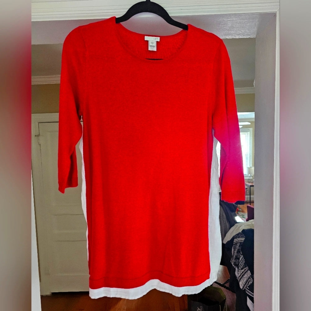 J. Jill Vibrant Red Linen Top